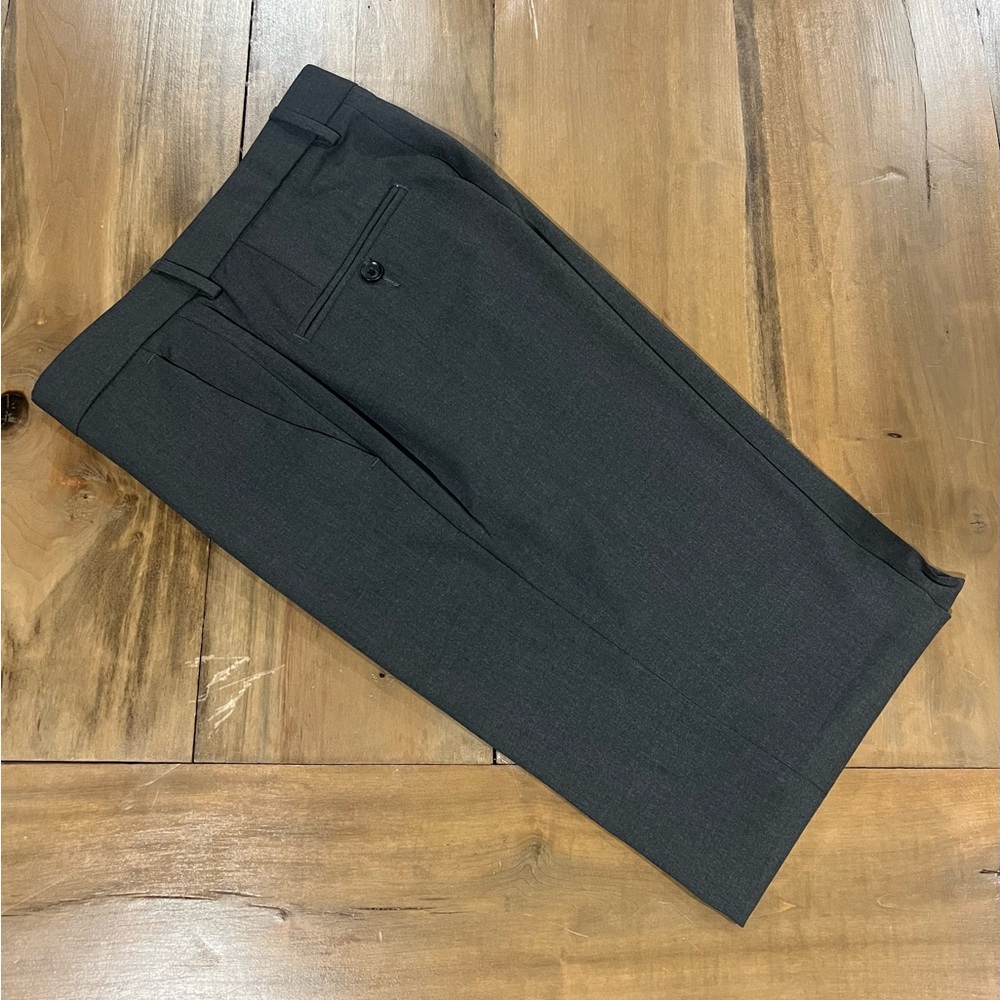 JM Haggar Men’s Flat Front Slim Fit Dress Pants, Size 30x32, Charcoal Grey
